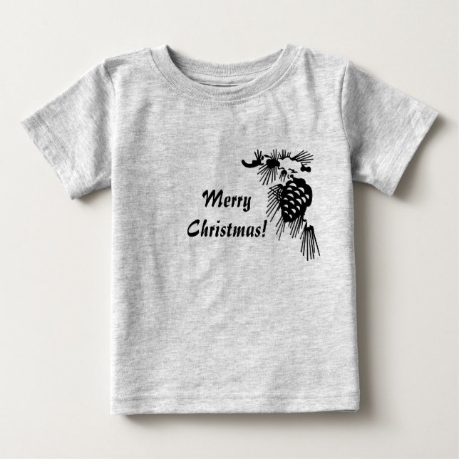 Merry Christmas Pine Cone Black and White Shirt (Front)