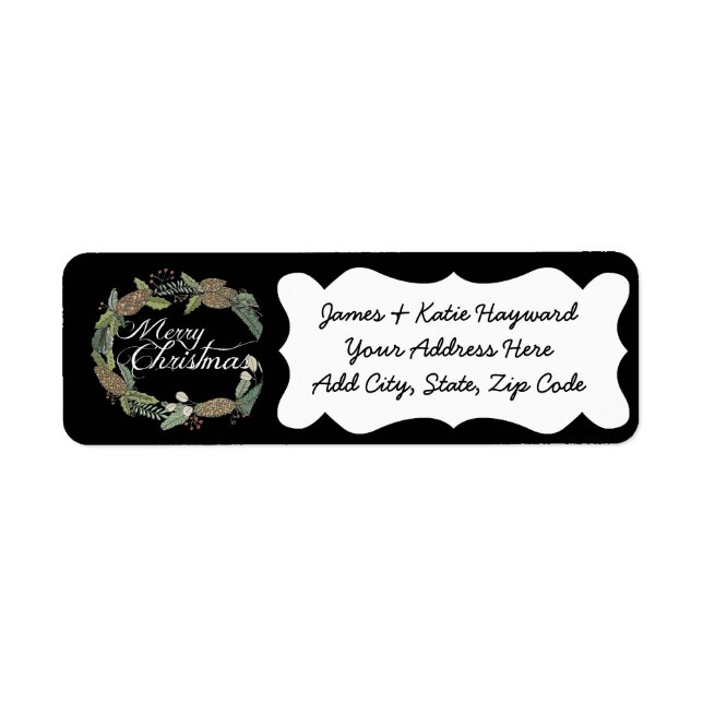 Merry Christmas Pine Cones Greenery Address Labels (Front)