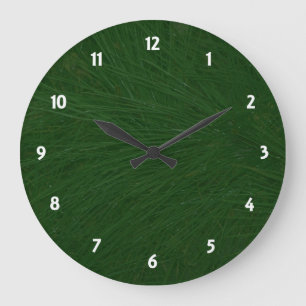 Merry Christmas Pine Tree Close Up Large Clock