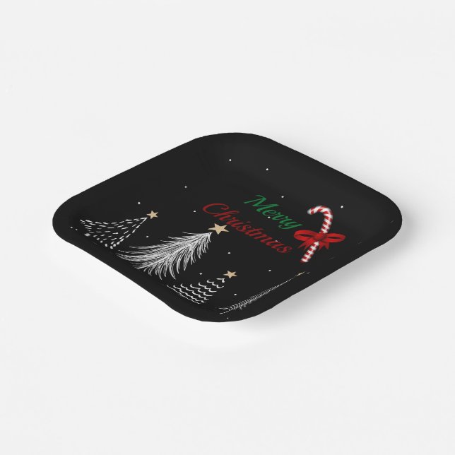 Merry Christmas Pine Trees Paper Plate (Angled)