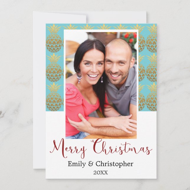 Merry Christmas Pineapple Holiday Photo Card (Front)
