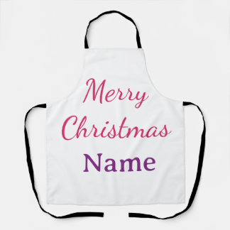 merry christmas pink blue name simple holidays pas apron