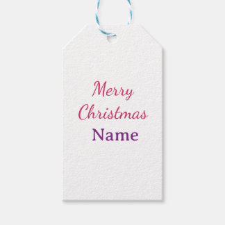 merry christmas pink blue name simple holidays pas gift tags