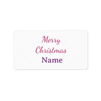 merry christmas pink blue name simple holidays pas label