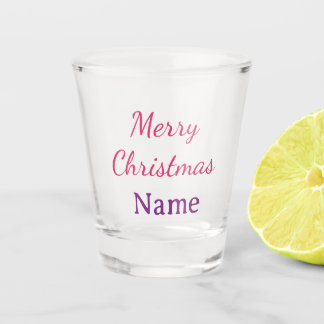 merry christmas pink blue name simple holidays pas shot glass