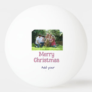 merry christmas pink blue photo family name gifts ping pong ball