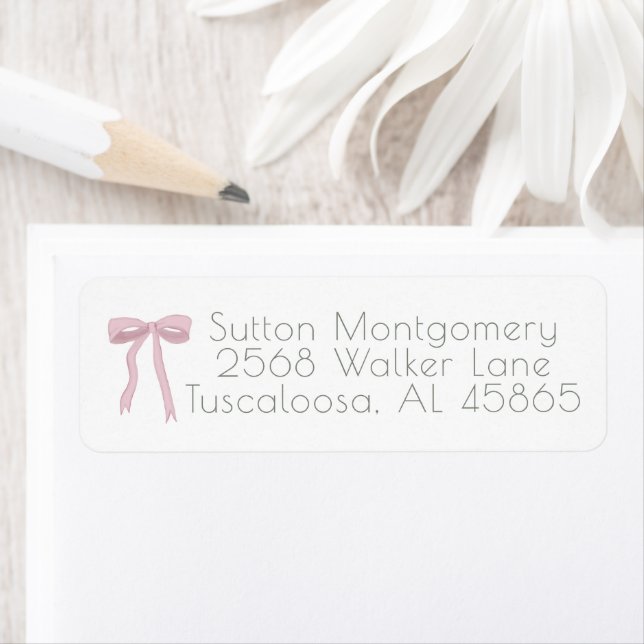 Merry Christmas Pink Bow Address Return Address Label (Insitu)