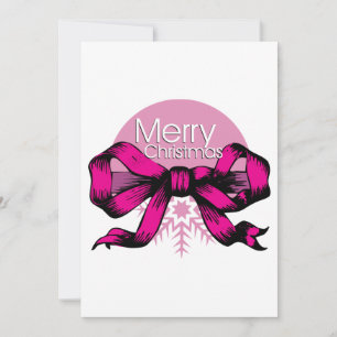 Merry Christmas Pink Bow Invitation