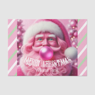 Merry Christmas Pink Bubble Gum   Custom Fam Name Tissue Paper