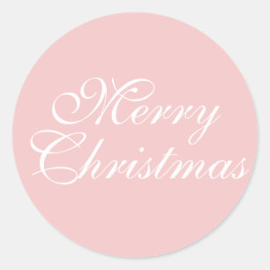 Merry Christmas Pink Classic Round Sticker