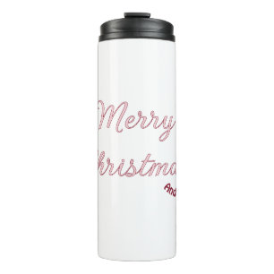 merry christmas pink family name 20xx pastel moder thermal tumbler