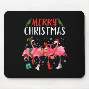Merry Christmas Pink Flamingo Christmas Tree Xmas Mouse Pad