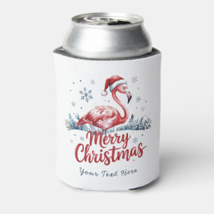  Merry Christmas Pink  Flamingo Personalised  Can Cooler
