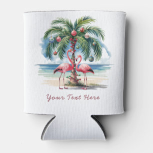 Merry Christmas Pink  Flamingo Personalised  Can Cooler