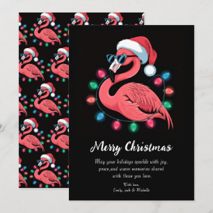 Merry Christmas Pink Flamingo Personalised         Holiday Card