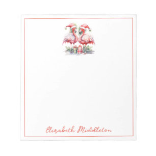Merry Christmas Pink Flamingos Notepad