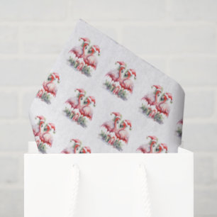 Merry Christmas Pink Flamingos Tissue Paper