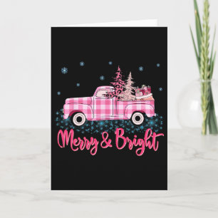 Merry Christmas Pink Leopard Truck Tree Fun Xmas P Card