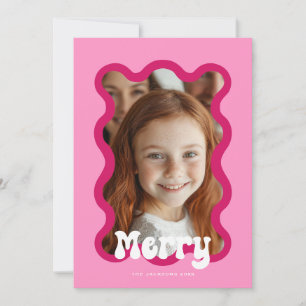 Merry Christmas Pink Scallop Wave Holiday Design