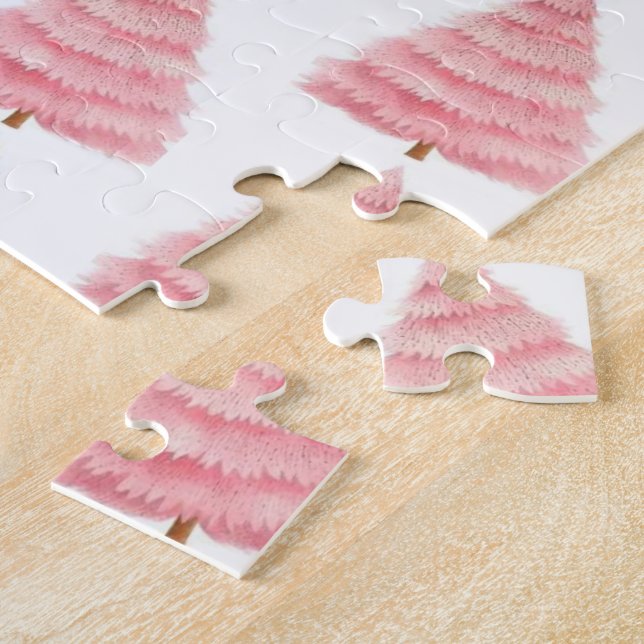 Merry Christmas Pink Tree Jigsaw Puzzle (Side)