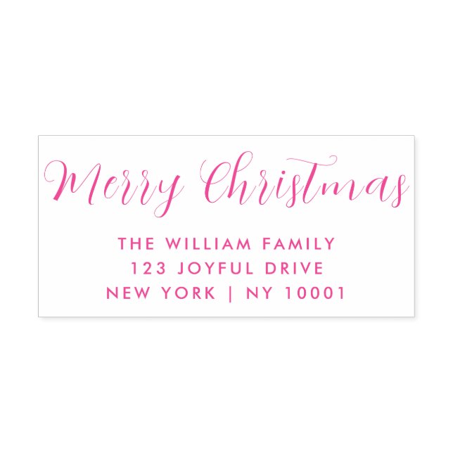 Merry Christmas Pink Typography  Self-inking Stamp (Design)
