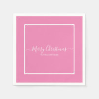 Merry Christmas pink white family name