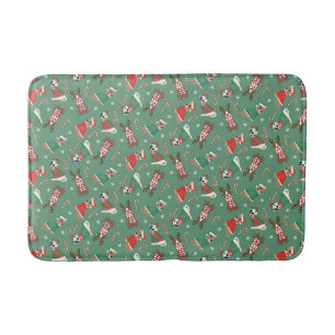 Merry Christmas Pit Bull Dogs Bath Mat