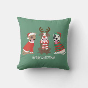 Merry Christmas Pit Bull Dogs Cushion