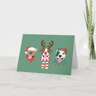 Merry Christmas Pit Bull Dogs Holiday Card