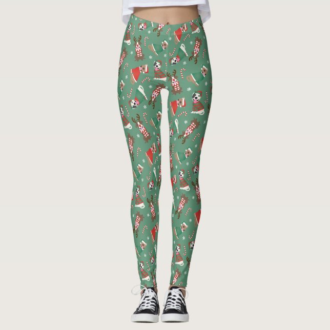 Merry Christmas Pit Bull Dogs Leggings (Front)