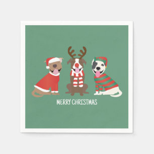 Merry Christmas Pit Bull Dogs Napkin