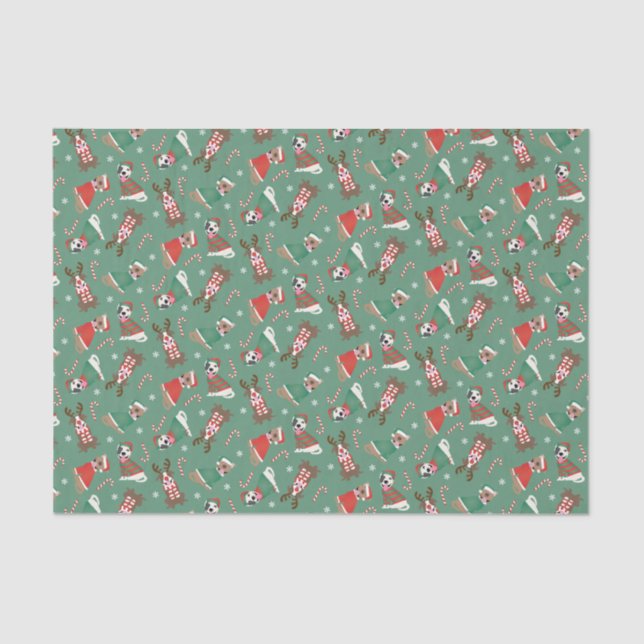 Merry Christmas Pit Bull Dogs Tissue Paper (Front)
