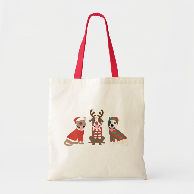 Merry Christmas Pit Bull Dogs Tote Bag (Front)