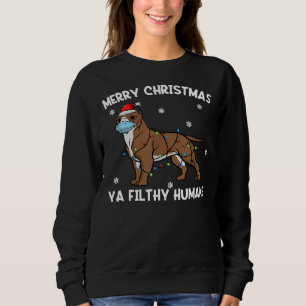 Merry Christmas Pitbull Face Mask Pitty Dog Santa Sweatshirt