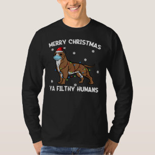 Merry Christmas Pitbull Face Mask Pitty Dog Santa T-Shirt