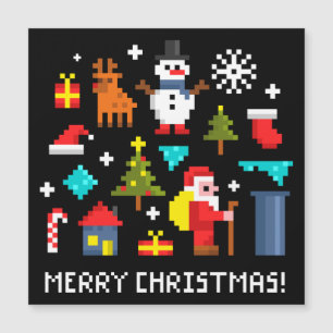 Merry Christmas pixel cartoons