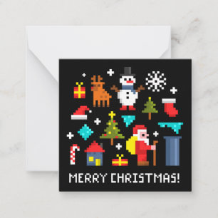 Merry Christmas pixel cartoons Card