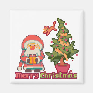Merry Christmas Pixelart, Pixel Art Magnet