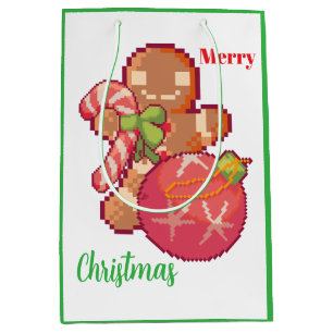 Merry Christmas Pixelart, Pixel Art Medium Gift Bag