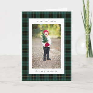 Merry Christmas Plaid   ADD YOUR FAMILY PHOTO Holiday Card