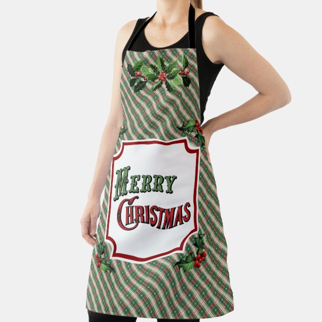 Merry Christmas Plaid Apron (Insitu)