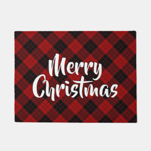 Merry Christmas Plaid Erskine Tartan Doormat