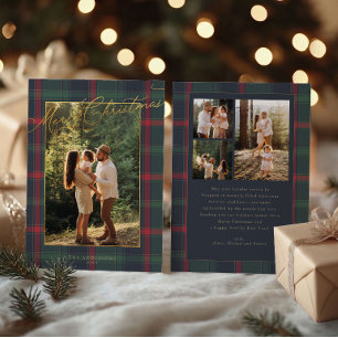 Merry Christmas Plaid Foil Family Photo Holiday