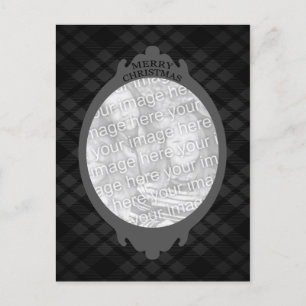 merry christmas (plaid frame) holiday postcard