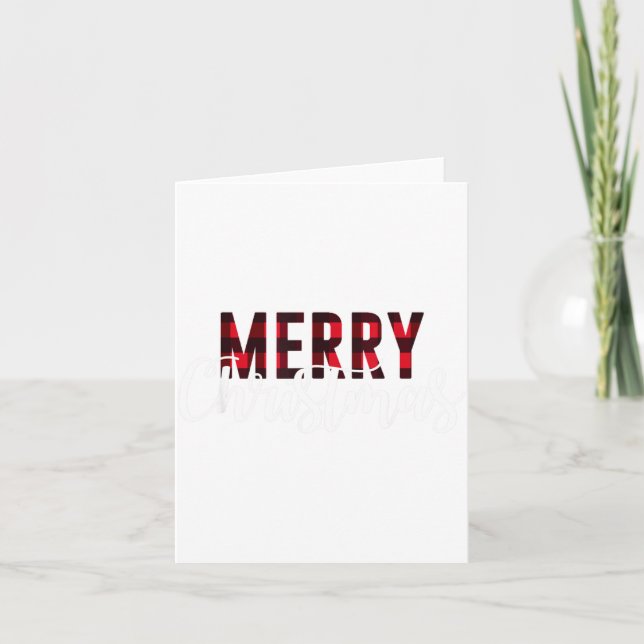 Merry Christmas Plaid Graphic Christmas Letter Pri Card (Front)