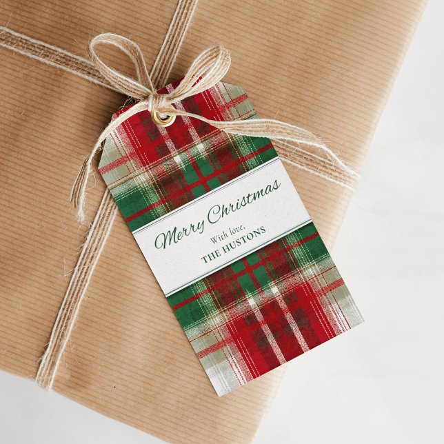 Merry Christmas Plaid Holiday Gift Tag (Creator Uploaded)