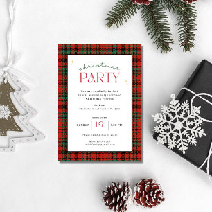 Merry Christmas Plaid Holiday Party Invitation