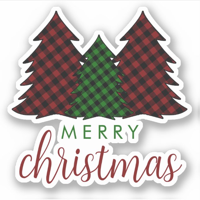 Merry Christmas Plaid Pattern Christmas Tree (Front)