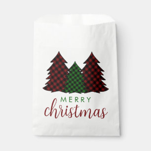 Merry Christmas Plaid Pattern Christmas Tree Favour Bag