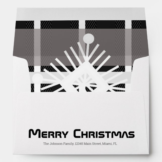 Merry Christmas Plaid  Pattern Theme Holiday Envelope (Back (Bottom))